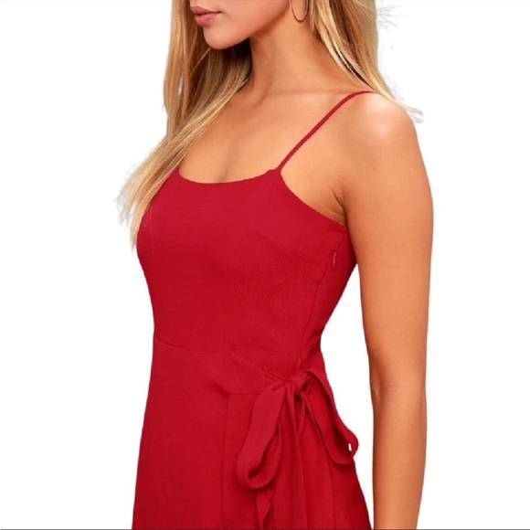 NWT Lulus Love's Young Dream Red Wrap Dress - Picture 3 of 7